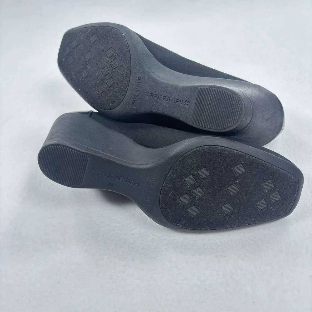 Naturalizer Wedge Shoes Womens 10W Black Square Toe Comfort‎ Office Classic